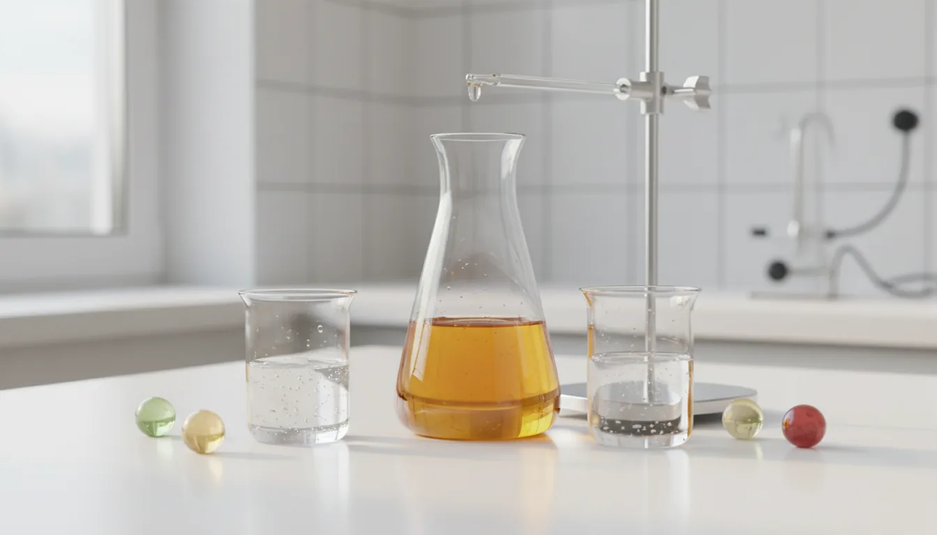 Laboratory glassware on a bench, representing the research behind the JellyFil ingredients